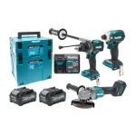 XGT Makita 40V - Akumulatorski set bušilica-odvijač, udarni odvijač, brusilica DK0125G301