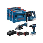 SET 3 ALATA GBH 18V-22 + GWS 18V-8 + GSR 18V-65 + 2x BATERIJE GBA 18V 5 Ah I PUNJAČ 18V-40  + 3 x L-BOXX 136 BOSCH 0615A5009G