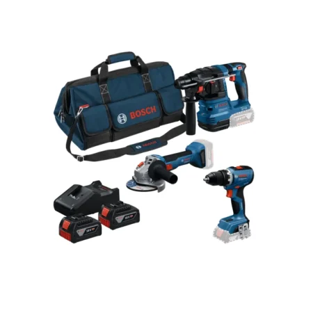 SET 3 ALATA GBH 18V-22 + GWS 18V-8 + GSR 18V-65 + 2x BATERIJE GBA 18V 4 Ah I PUNJAČ 18V-40 U TORBI BOSCH 0615A50094
