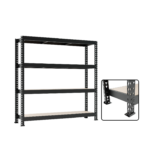 POLICA ZA TEŠKE TERETE METAL/DRVO 180x160x60 cm/4 POLICE/2400 KG BLACK FROZEN