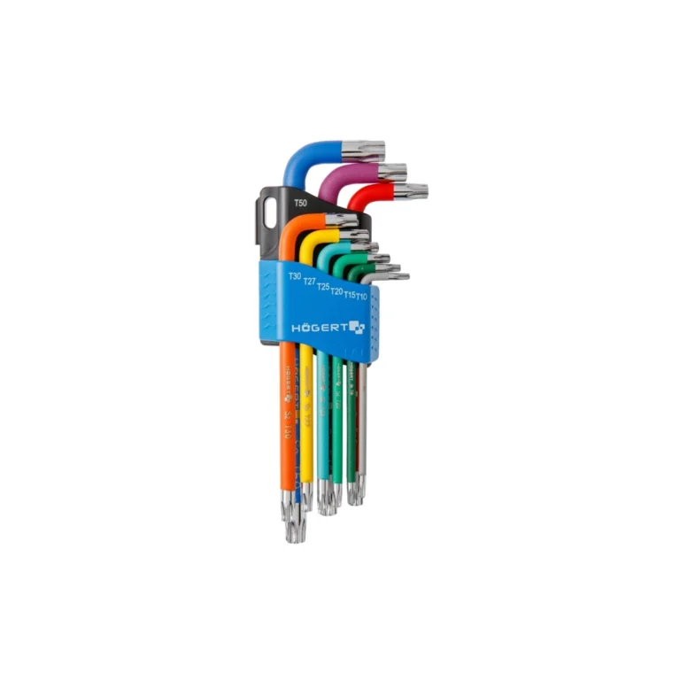 HOEGERT 9-dijelni set torx ključeva sa rupom kodirani bojom TT10-TT50 HT1W817