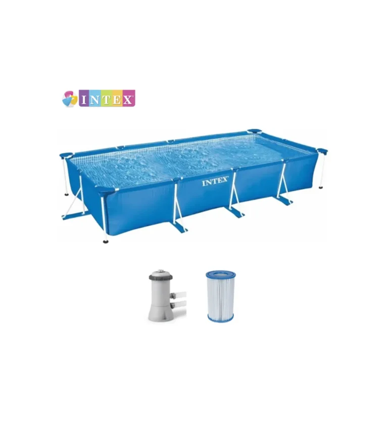 Intex Bazen pravougaonog oblika sa metalnim okvirom i filter pumpom (#28604) 4.5×2.2×0.84m