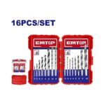 Emtop set 16 burgija za zid, metal i drvo ECDB01601
