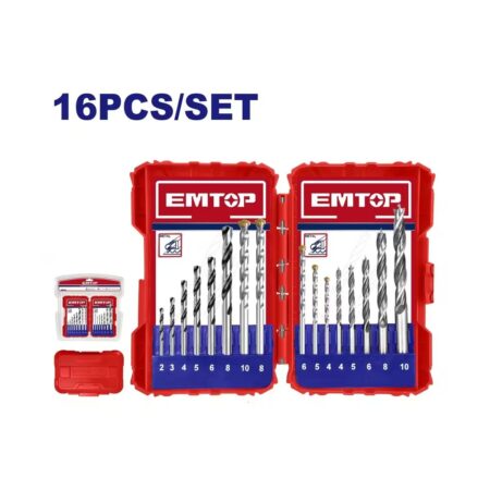 Emtop set 16 burgija za zid, metal i drvo ECDB01601